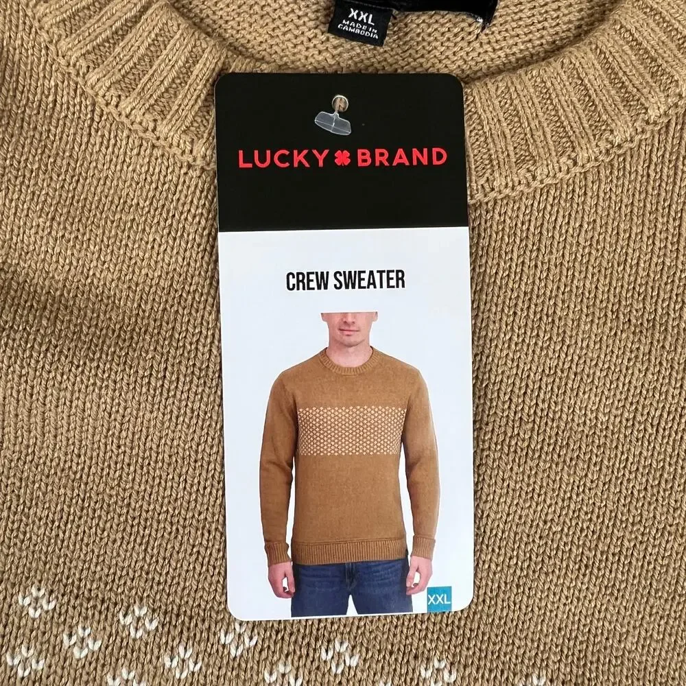 Lucky Brand Crewneck Jaquard Pattern Ribbed Sweater XXL
